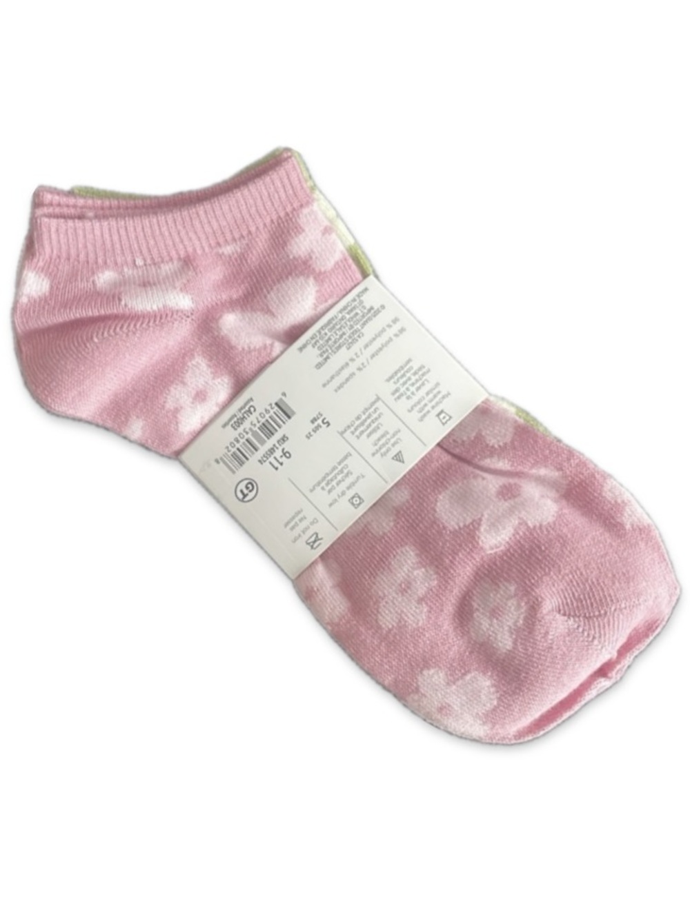 Women No Show Low Cut Floral Socks Set 3 Pairs Blue Pink Green Flower 9-11